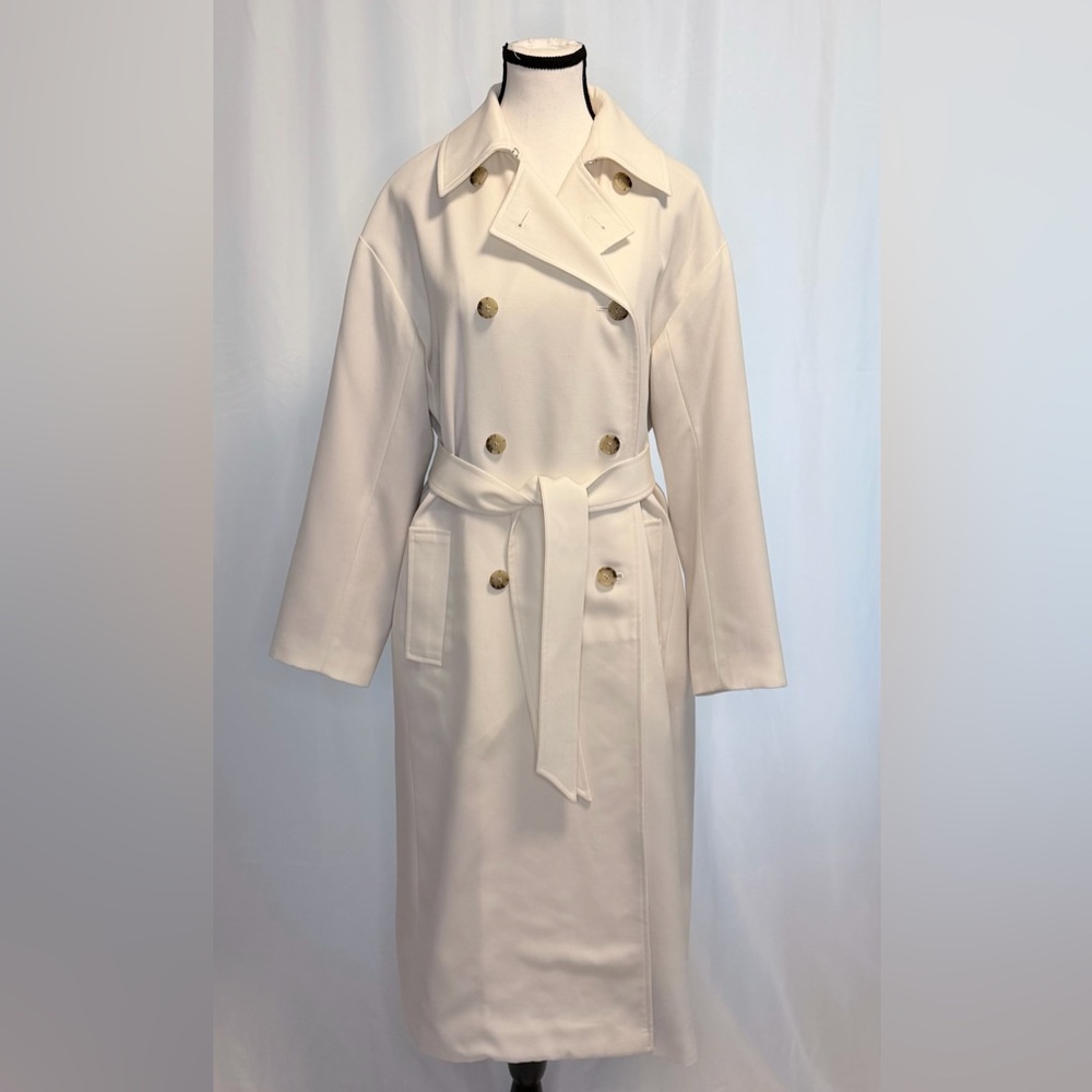 NWT J.Crew Wool Blend Trench Coat Size 2 Ora Tessuti Classic Minimalist